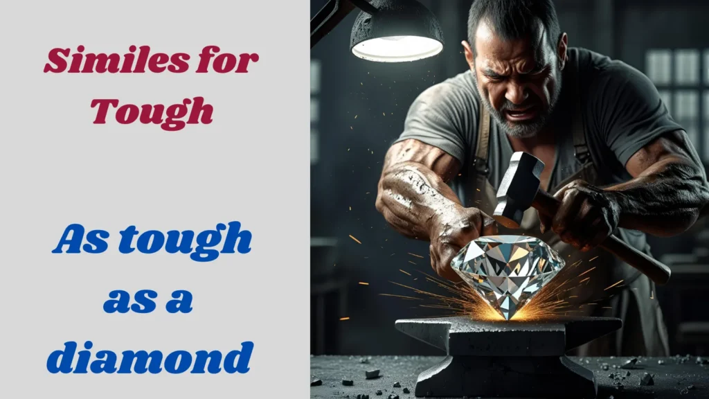 As tough as a diamond – simile for tough showing extreme hardness.